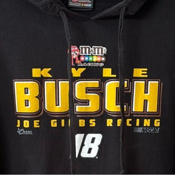 Nascar Kyle Busch #18 Black Chase Vintage Pullover Hoodie Sweatshirt Mens XL - Picture 4 of 9